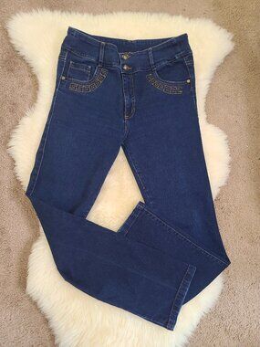 L&H Columbian Butt Lifting Dark Wash High Waisted Jeans